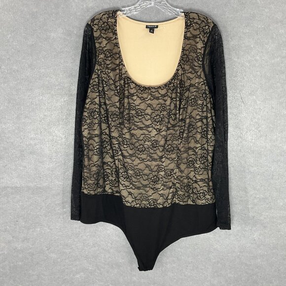 Torrid Bodysuit Women Sz 3x Black Lace Sheer Long‎ Sleeve Scoop Neckline Boho - Picture 1 of 12